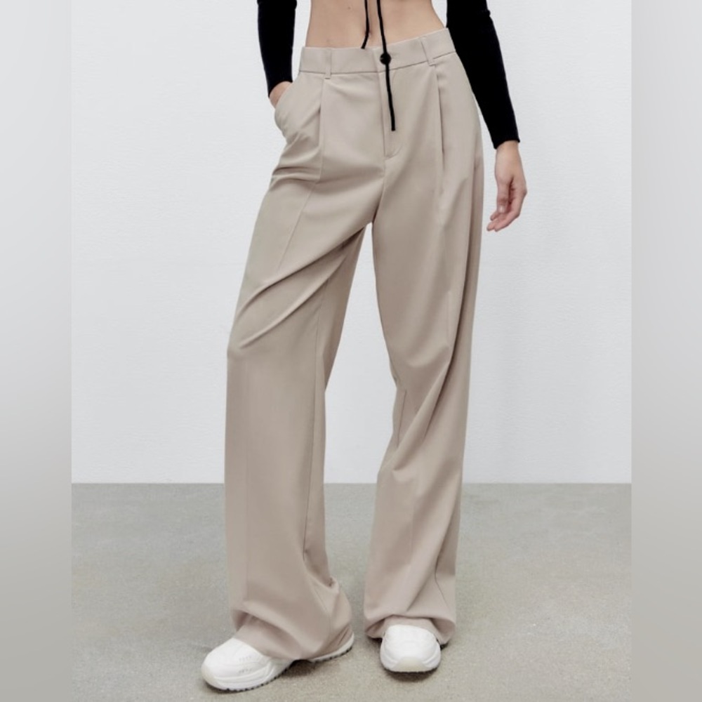Zara Taupe Wide Leg Trousers